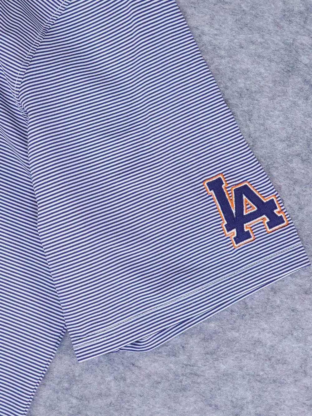 Holderness & Bourne Perkins Large Navy White Stripe Tailored Golf Polo Dodgers - Picture 5 of 11